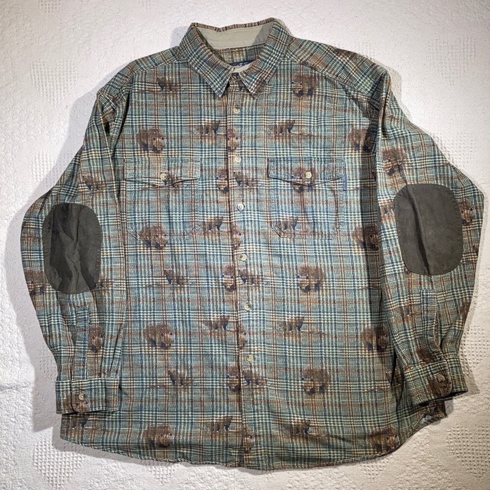 Woolrich bear print long sleeve button down